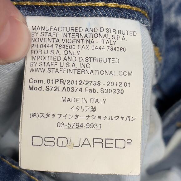 Dsquared2 Slim Straight Denim Jeans Blue Size IT 40 Distressed Streetwear Y2K - Picture 9 of 15